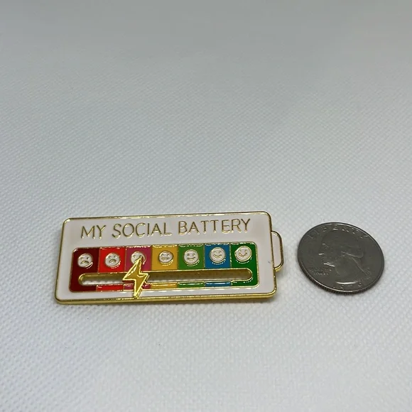 My Social Battery Funny brooch lapel pin backpack pin hat pin gift - Picture 2 of 3